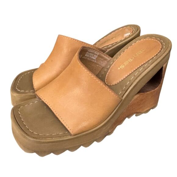Candies Vintage Y2K Chunky Wedge Platform Sandals Cut Out Wood Heels - 5 - Picture 6 of 8